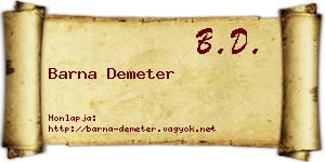 Barna Demeter névjegykártya